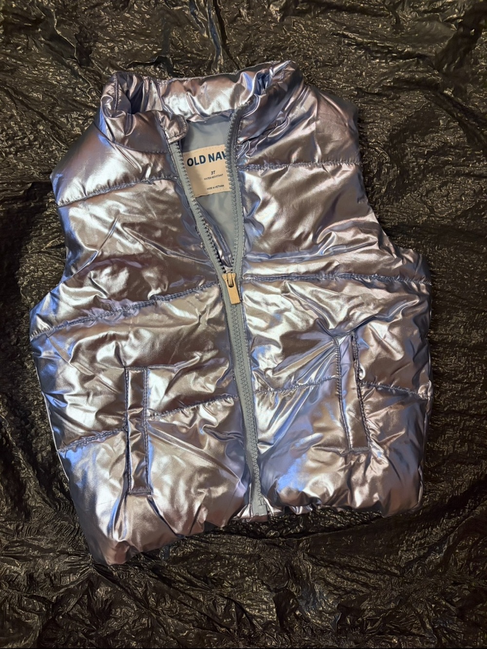 Old Navy Metallic Silver Girls' Puffer Vest